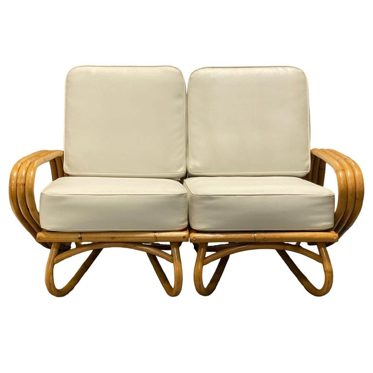 Restored "Triple Triangle" 3-strand Sectional Sectional Settee W/ Loop Base - 2