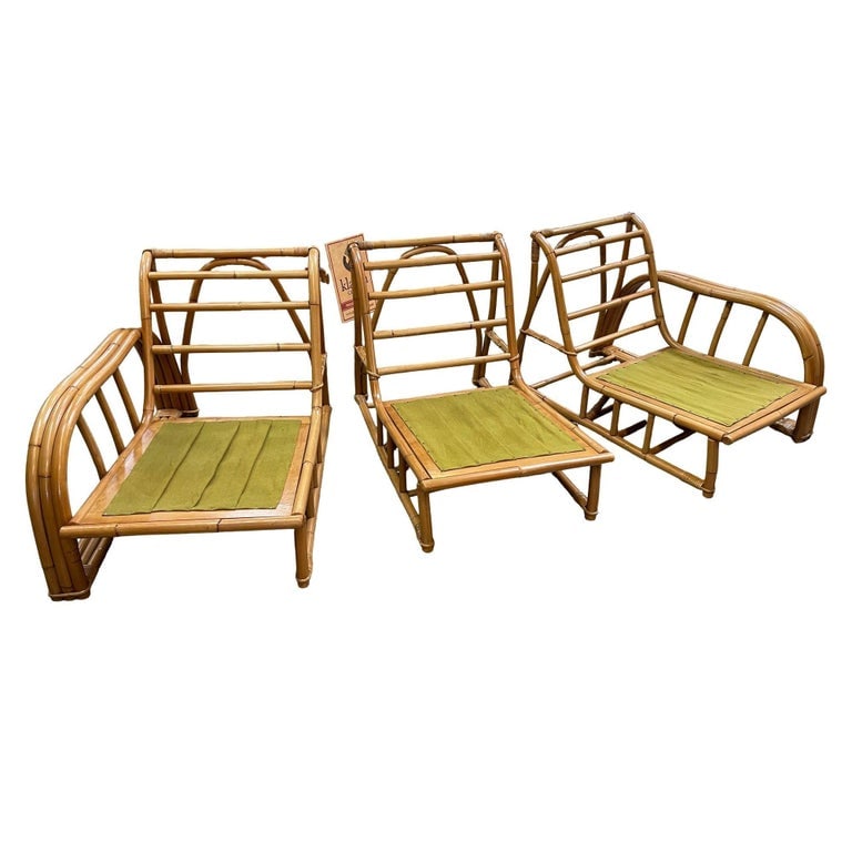 Restored 3-Strand 3 Seat Rattan Sectional Sofa by Paul Laszlo for Ficks Reed - 9