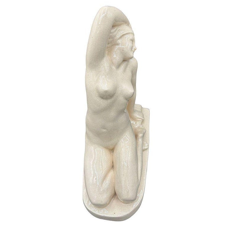 French Art Deco Nude Female Ceramic Sculpture signed by F. Trinque - 2