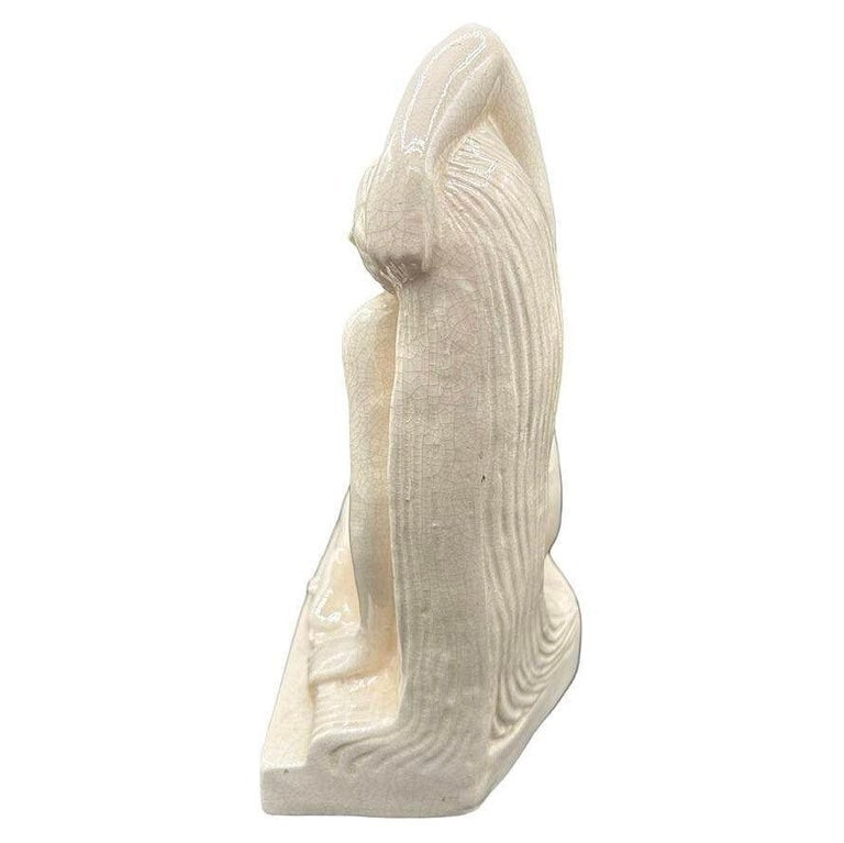 French Art Deco Nude Female Ceramic Sculpture signed by F. Trinque - 5