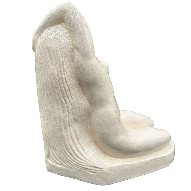 French Art Deco Nude Female Ceramic Sculpture signed by F. Trinque - 6