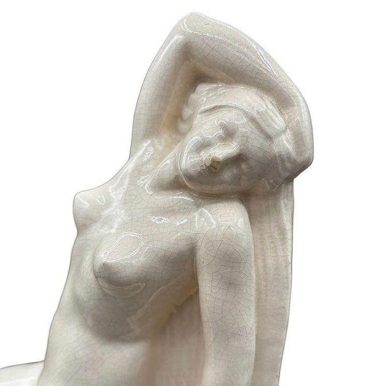 French Art Deco Nude Female Ceramic Sculpture signed by F. Trinque - 8