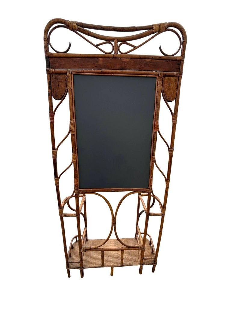 Restored Aesthetic Movement Bamboo& Grassmat Hall Tree W Mirror & Umbrella Stand - 5