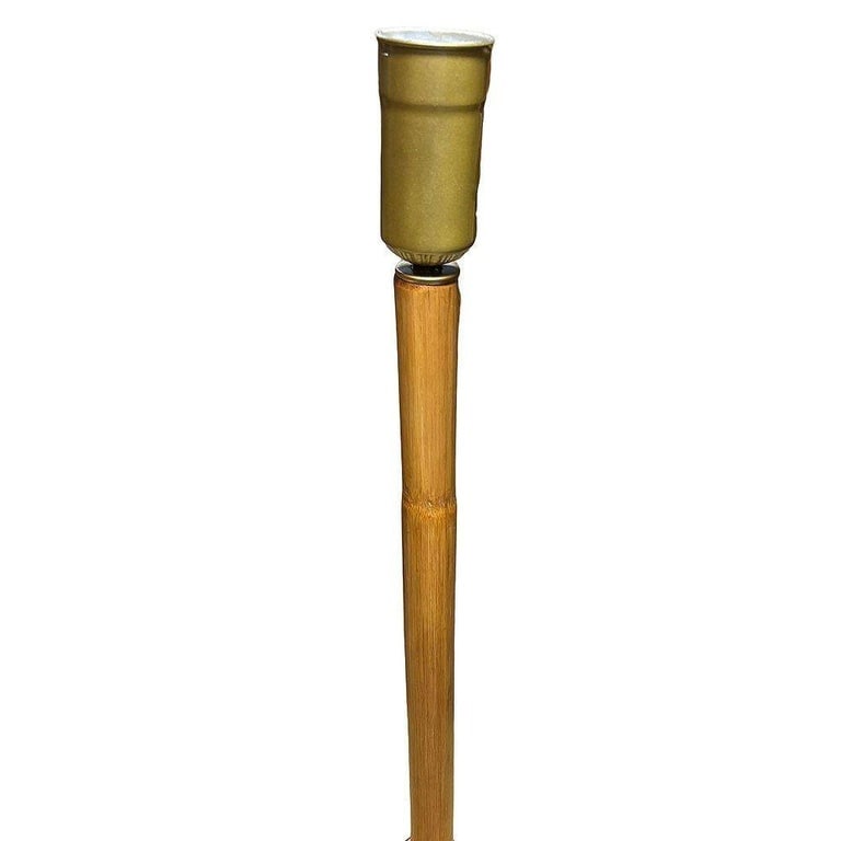 Restored Rattan & Mahogany Hourglass Side Table Torchiere Floor Lamp - 6