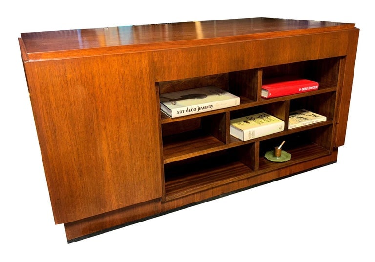 1930s Restored French Art Deco Mahogany and Chrome Executive Desk w/ Bookshelves - 7