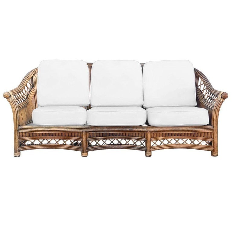 Art Deco "President" Stick Reed Rattan Fan Back Settee and Sofa Set - 3