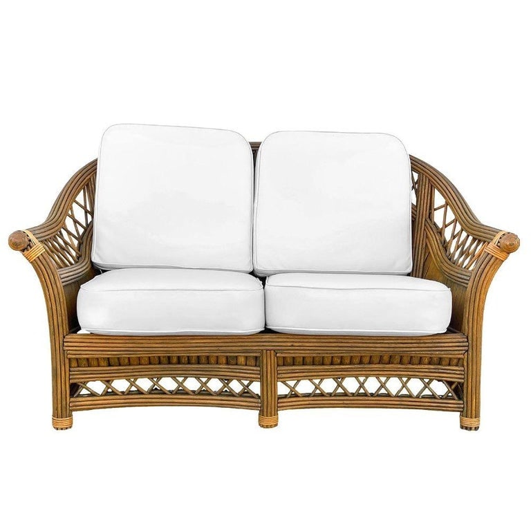Art Deco "President" Stick Reed Rattan Fan Back Settee and Sofa Set - 6