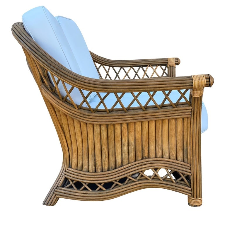 Art Deco "President" Stick Reed Rattan Fan Back Settee and Sofa Set - 8