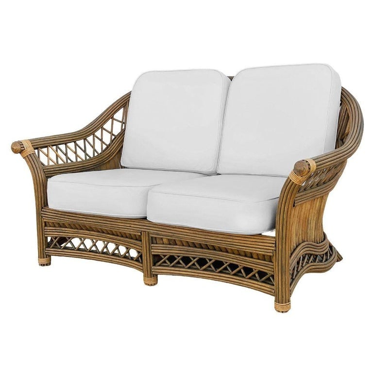 Art Deco "President" Stick Reed Rattan Fan Back Living Room Furniture Set - 7