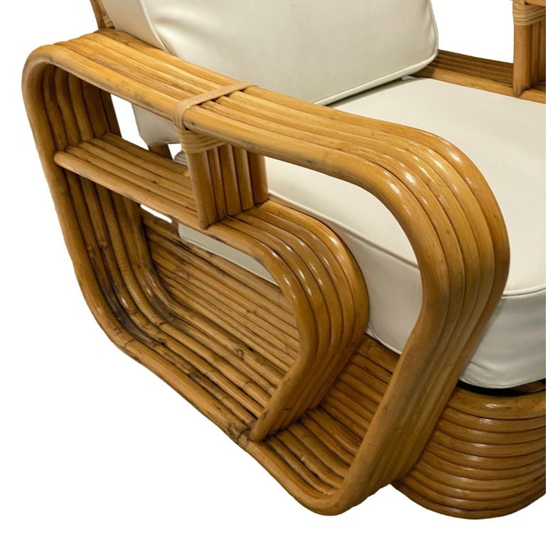 Restored 5-Strand Rattan "Double-Speed" Arm Sofa & Lounge Chair Living Room Set - 15