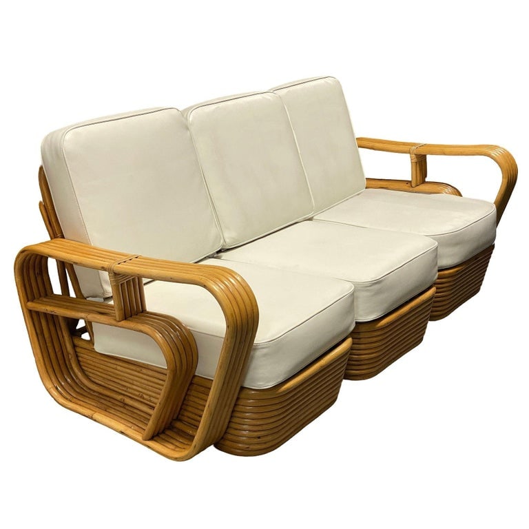Restored 5-Strand Rattan "Double-Speed" Arm Sofa & Lounge Chair Living Room Set - 2
