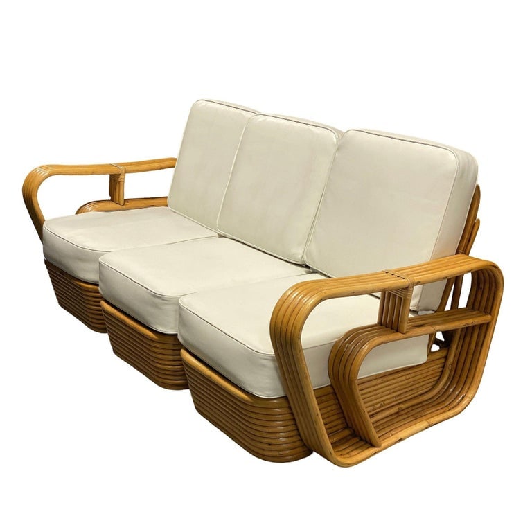 Restored 5-Strand Rattan "Double-Speed" Arm Sofa & Lounge Chair Living Room Set - 4