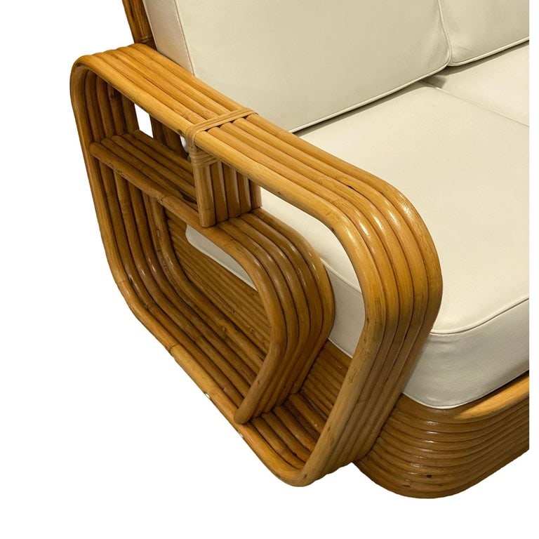 Restored 5-Strand Rattan "Double-Speed" Arm Sofa & Lounge Chair Living Room Set - 9