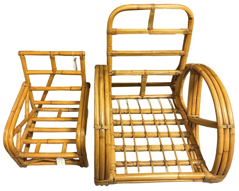 Restored Child Size "1949er" Two-Strand Rattan Sofa & Lounge Chair Set - 11