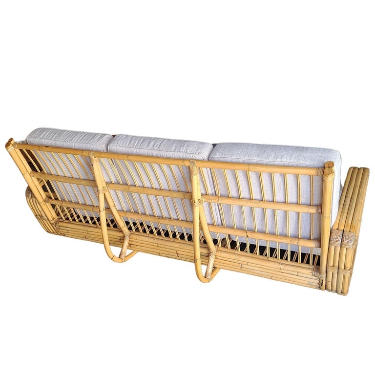 Original Historic Hand Made 4- Strand Square Pretzel Rattan Lounge & Sofa Set - 10