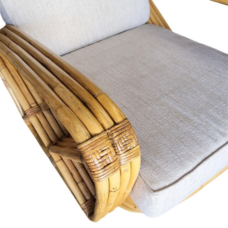 Original Historic Hand Made 4- Strand Square Pretzel Rattan Lounge & Sofa Set - 6