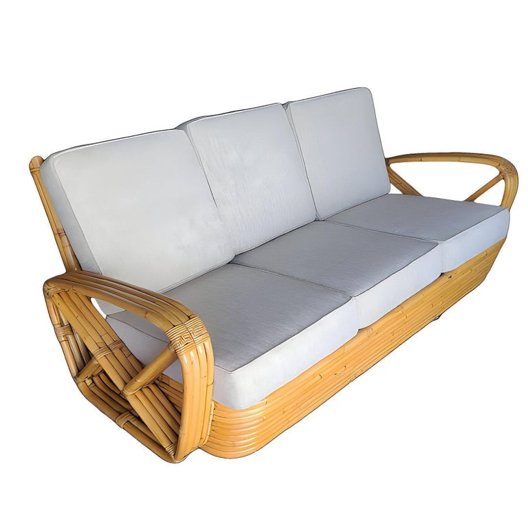 Original Historic Hand Made 4- Strand Square Pretzel Rattan Lounge & Sofa Set - 7