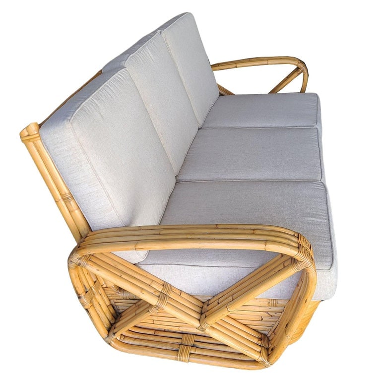 Original Historic Hand Made 4- Strand Square Pretzel Rattan Lounge & Sofa Set - 8