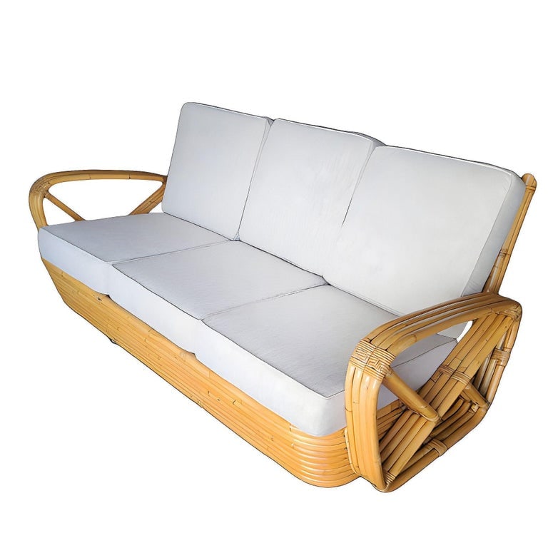 Original Historic Hand Made 4- Strand Square Pretzel Rattan Lounge & Sofa Set - 9