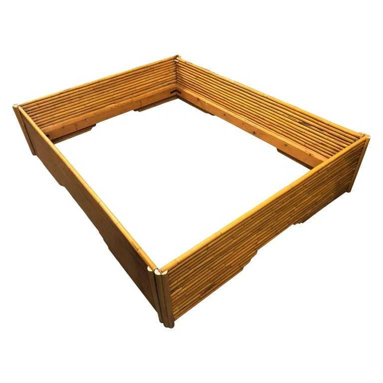 Restored Mid-Century Stacked Rattan Bed Full Sized Bed Frame (1 of 6)