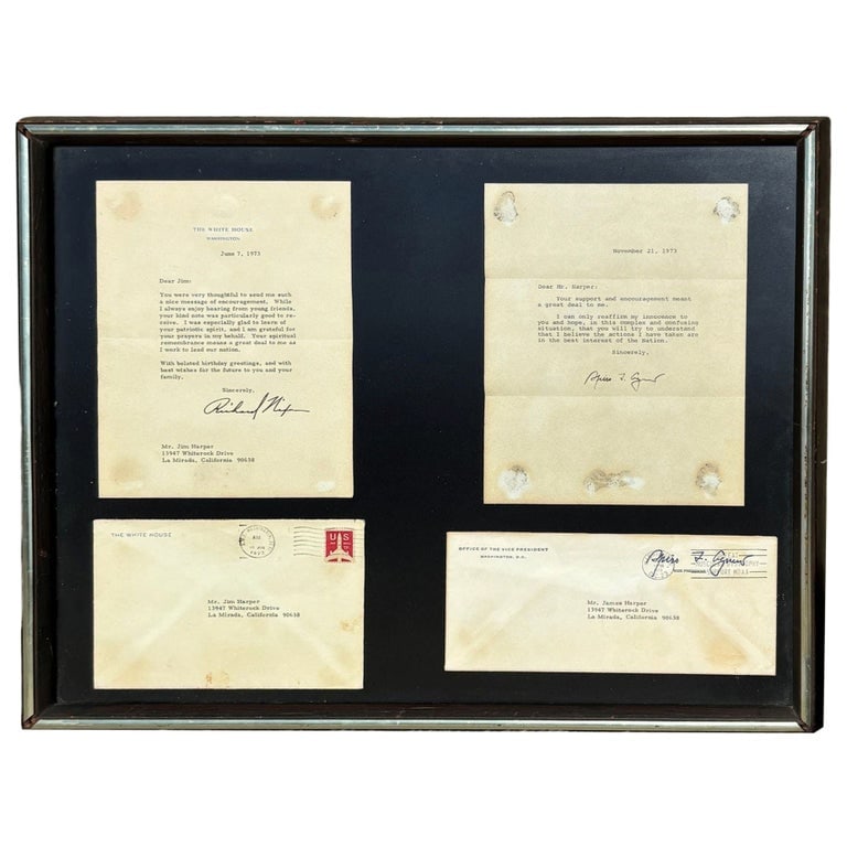 Framed Richard Nixon & Spiro Agnew Watergate Letters 1973 (1 of 6)