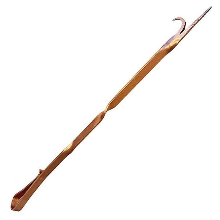 Solid Copper Art Deco Fireplace Poker and Tongs Tools - 6