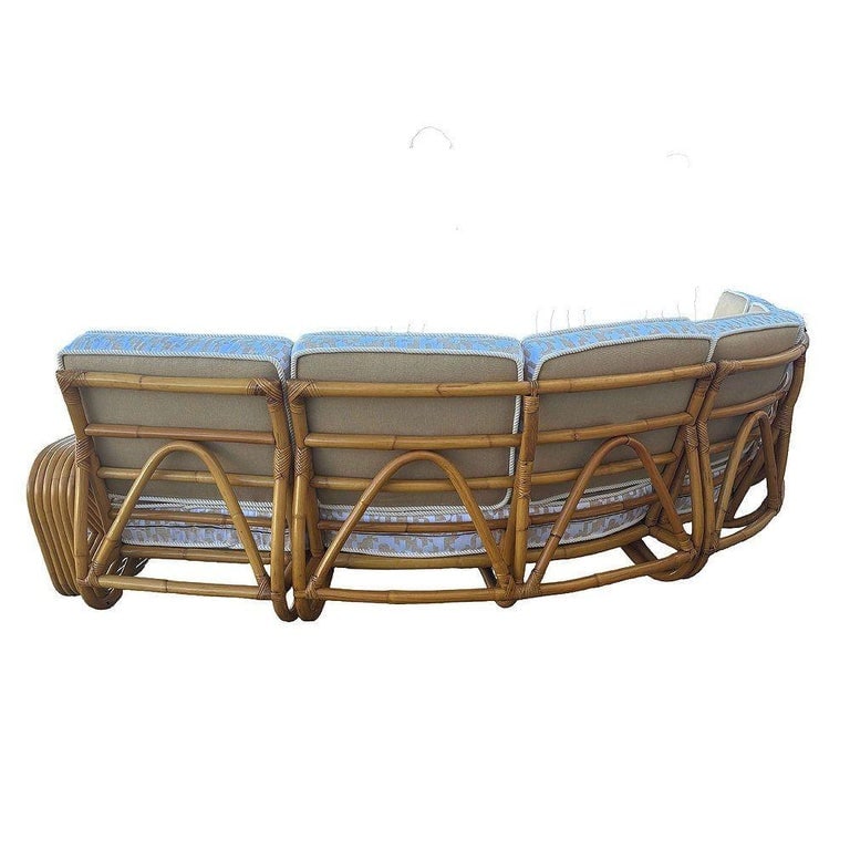 Restored 6-Strand Square Pretzel Rattan Corner Sectional Sofa - 3
