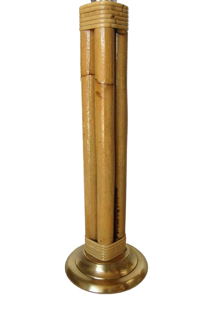 Restored Four Strand Rattan Table Lamp With Fancy Wrapping and Vintage Lampshade - 5