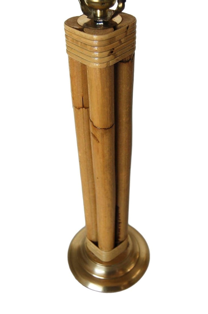 Restored Four Strand Rattan Table Lamp With Fancy Wrapping and Vintage Lampshade - 6