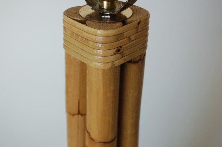 Restored Four Strand Rattan Table Lamp With Fancy Wrapping and Vintage Lampshade - 8