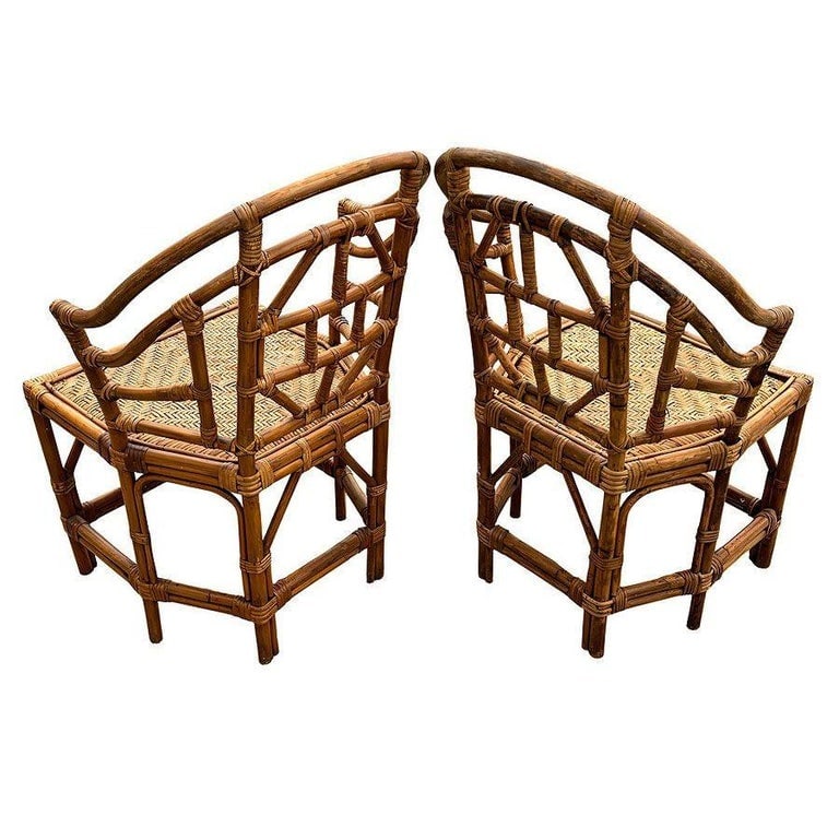 Brighton Pavilion Style Rattan Dining Armchairs - 5