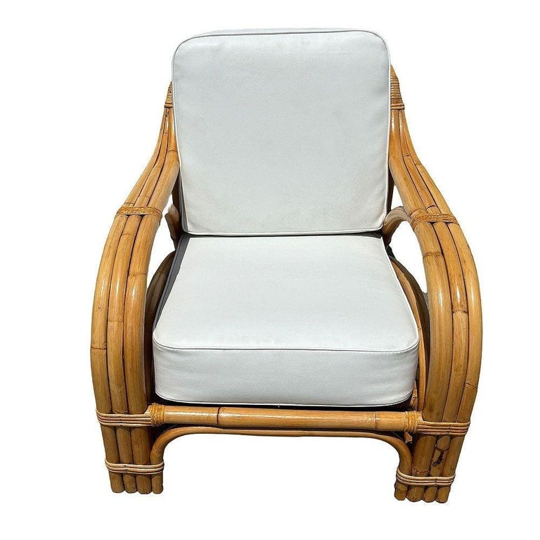 Restored Mid-century Rattan 3 Strand Transitional Lounge Chair - 2