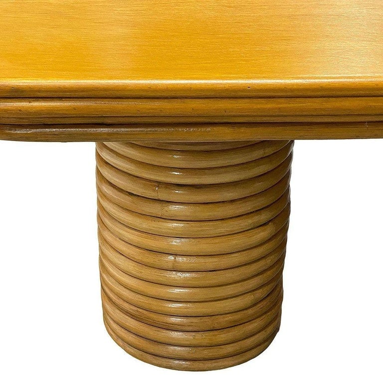 Restored Mid-century Stacked Rattan Coffee Table w/ Mahogany Top - 6
