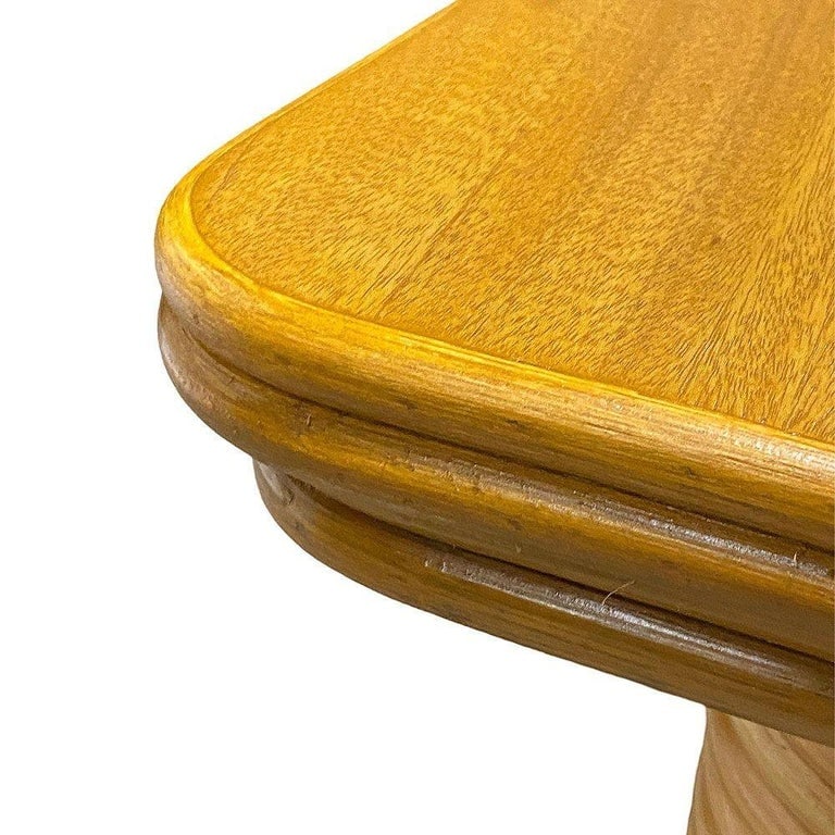 Restored Mid-century Stacked Rattan Coffee Table w/ Mahogany Top - 8
