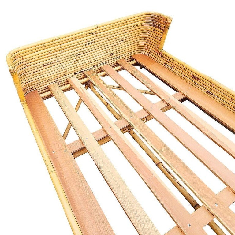 Mid-century Full size Stacked Rattan Bed Frame with Wicker Wrappings by Seven Se - 6