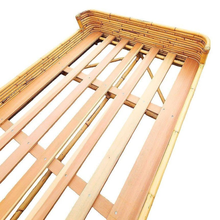 Mid-century Full size Stacked Rattan Bed Frame with Wicker Wrappings by Seven Se - 7