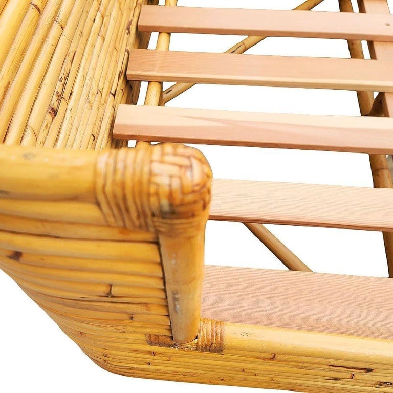 Mid-century Full size Stacked Rattan Bed Frame with Wicker Wrappings by Seven Se - 8