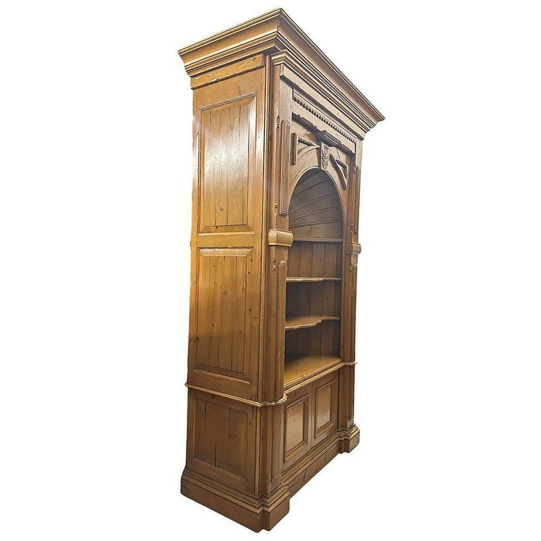 Georgian Style Old Pine Barrel Back Bespaq Corner Book Case - 2