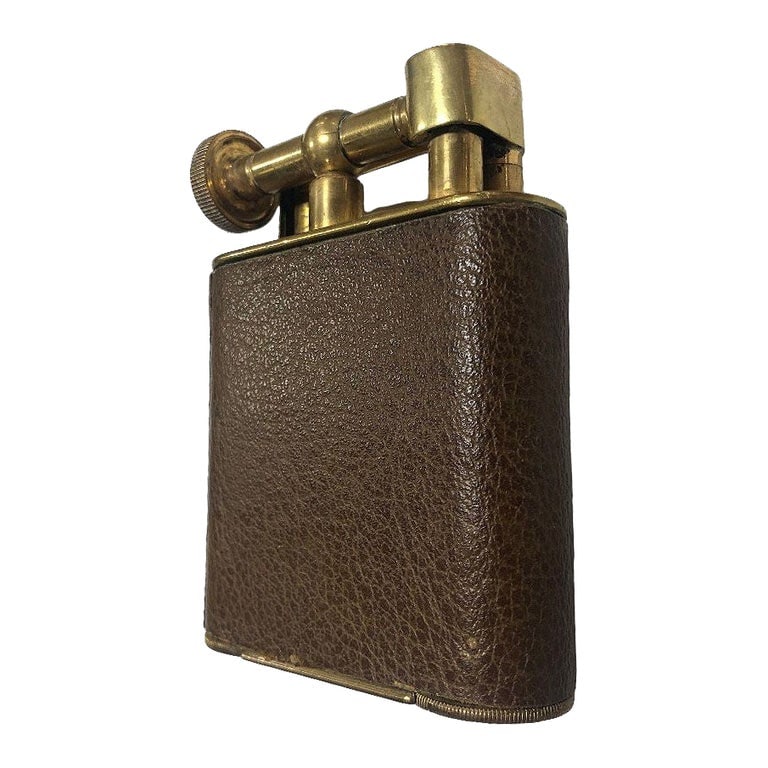 The Classic Lighter Brass& Leather Jumbo Tabletop Lighter (1 of 8)
