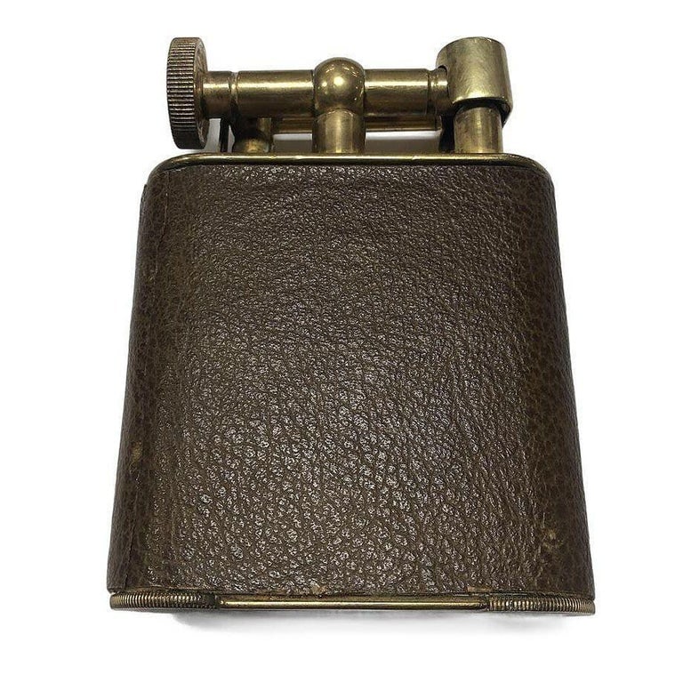 The Classic Lighter Brass& Leather Jumbo Tabletop Lighter - 3