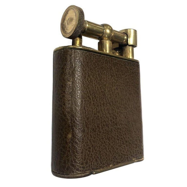 The Classic Lighter Brass& Leather Jumbo Tabletop Lighter - 4