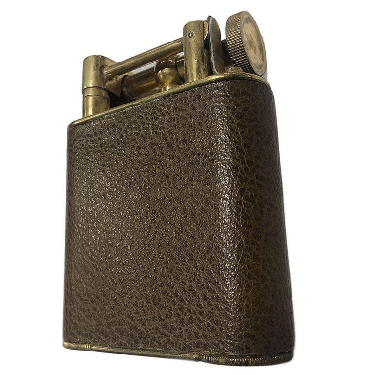 The Classic Lighter Brass& Leather Jumbo Tabletop Lighter - 5
