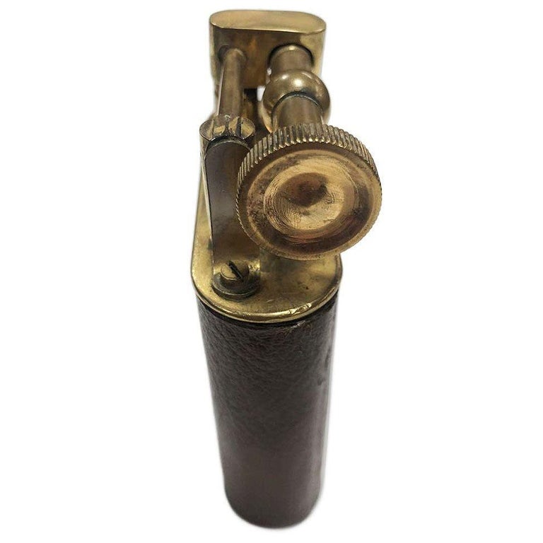 The Classic Lighter Brass& Leather Jumbo Tabletop Lighter - 6