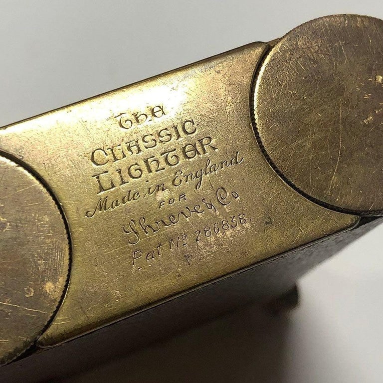 The Classic Lighter Brass& Leather Jumbo Tabletop Lighter - 8