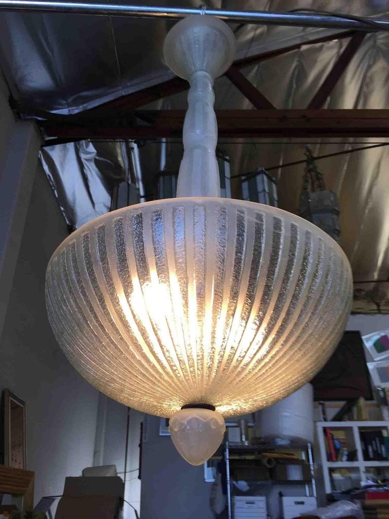 Daum Nancy Style Frosted Glass Art Deco Chandelier - 2