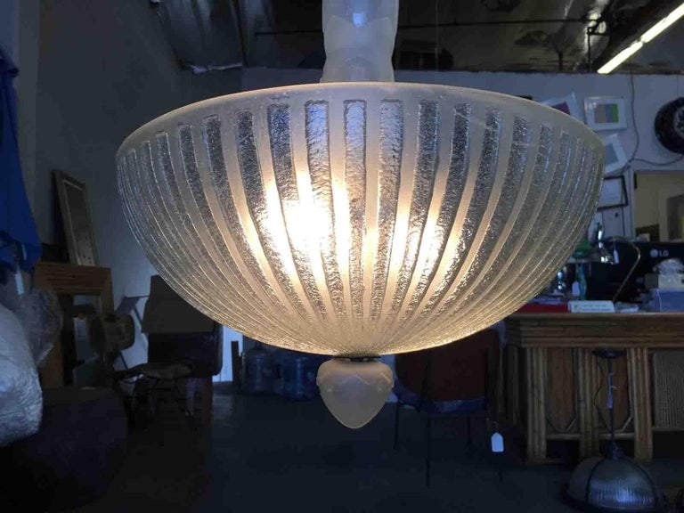 Daum Nancy Style Frosted Glass Art Deco Chandelier - 3