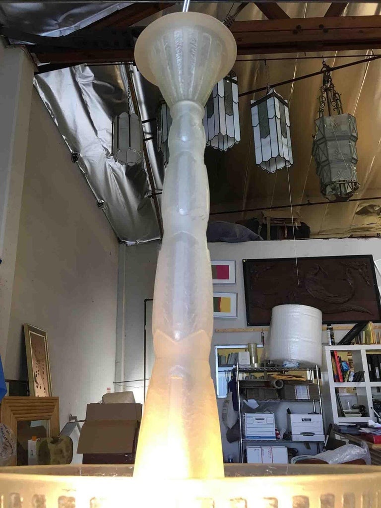Daum Nancy Style Frosted Glass Art Deco Chandelier - 4