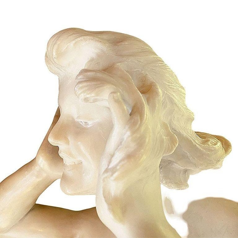 Late Victorian French Hand Carved Nude Psyche Goddess Marble Statue, signed - 10