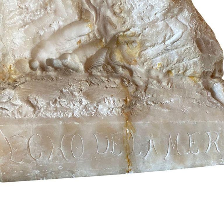 Late Victorian French Hand Carved Nude Psyche Goddess Marble Statue, signed - 18