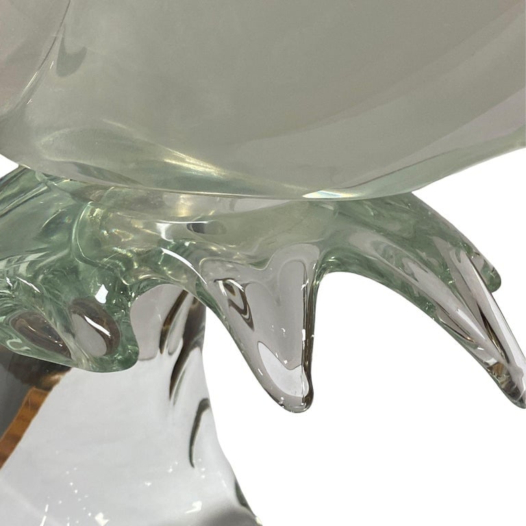 Murano Crystal Glass Angel Fish Sculture On Wave by Licio Zanetti - 10
